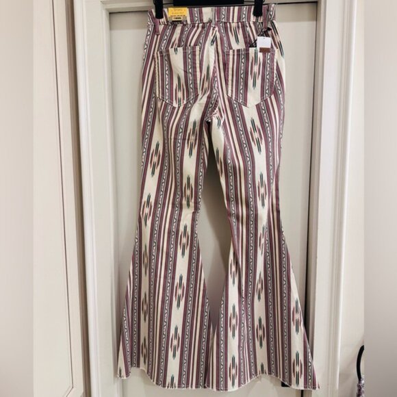 Rock & Roll Denim Bargain Button Bell High Rise Aztec Print - Picture 3 of 6